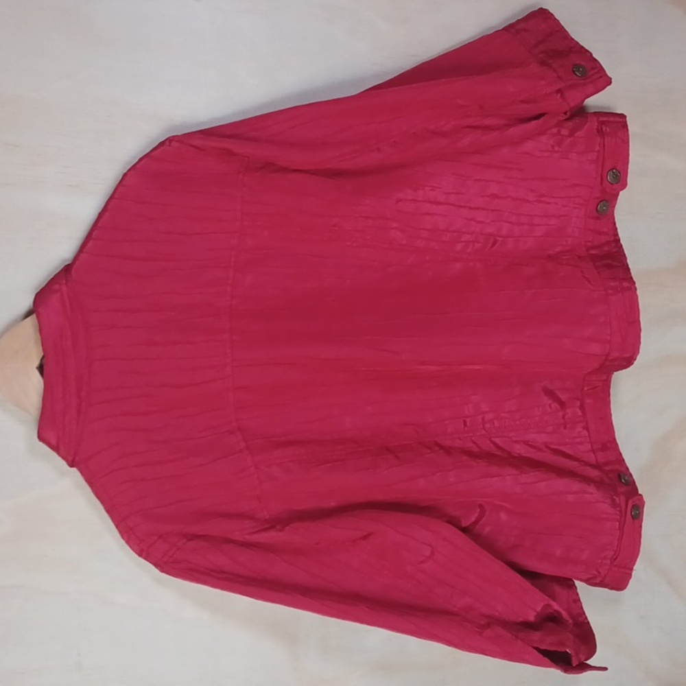 Ruby Rd. Red Crinkle Lighteight Jacket, Button Fr… - image 9